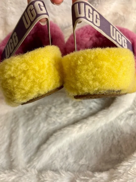 UGG Fluff Yeah Slide Rainbow Pride Shearling Slides Slippers Sz 8 - Picture 5 of 8